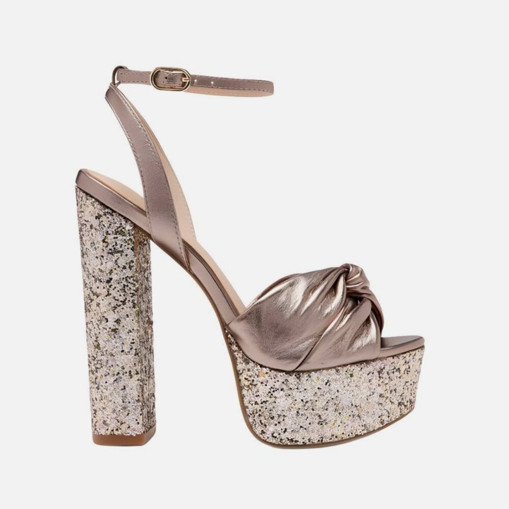 RACHEL ZOE Claudette Platform Sandals PINK GLITTER GLAM